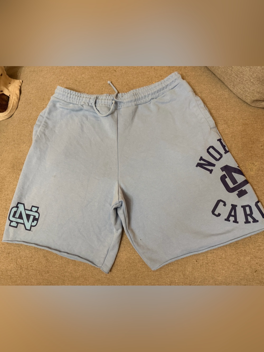 Mitchell & Ness Pale UNC TARHEELS Athletic Shorts with Navy Graphics